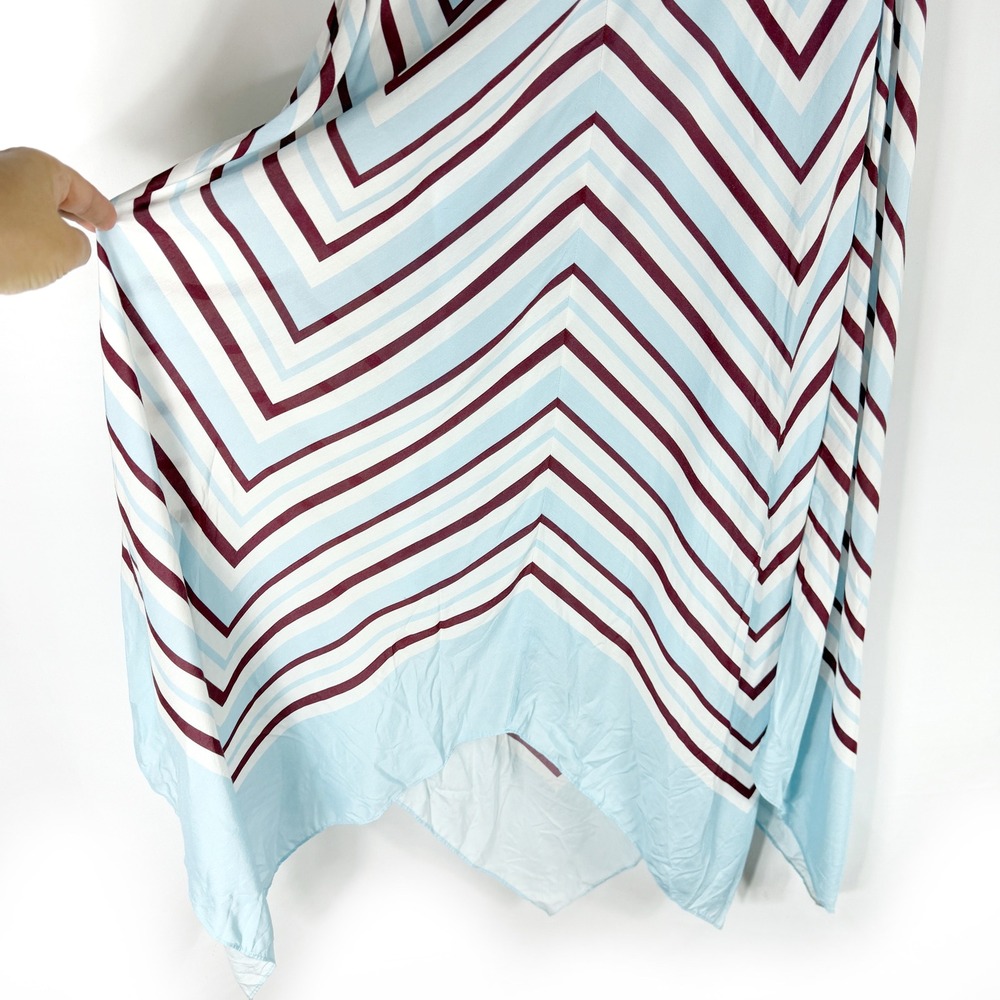 SIMKHAI Hera Halter Midi Dress Blue Chevron Striped Silk Blend Handkerchief Sz M - Picture 12 of 16